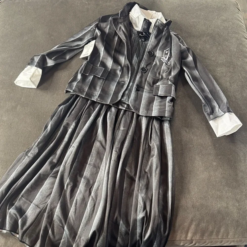 Kids Wednesday Addams Nevermore Academy School Uniform Halloween Costume S 6/6X